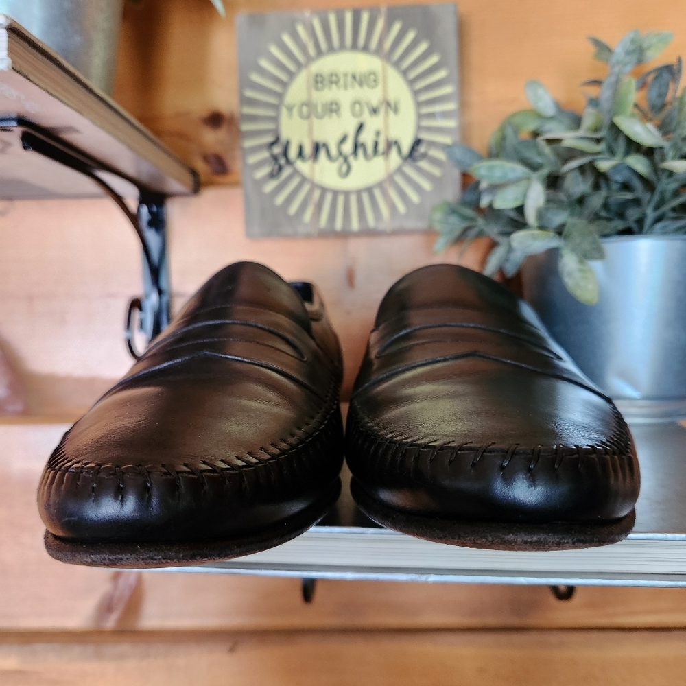 ECCO Black Leather Moc Toe Driving Penny Loafers Comfort Dress Shoes Men Sz 11 D - Picture 5 of 12